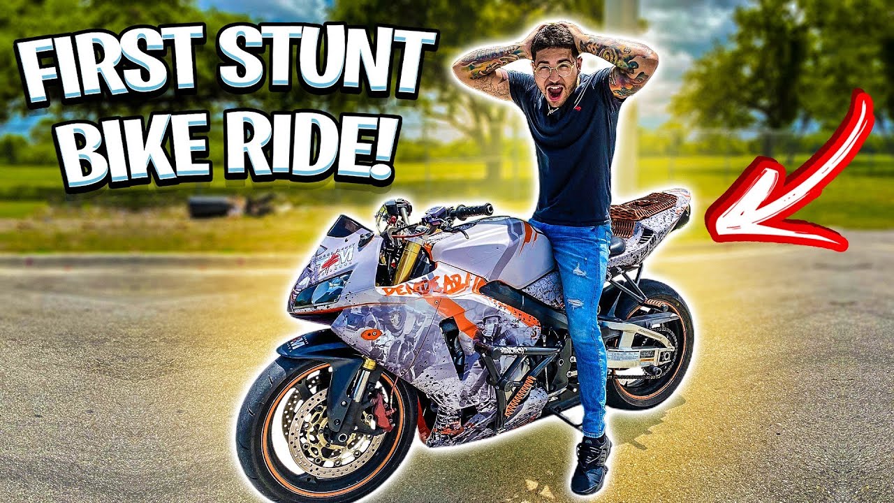 FIRST TIME RIDING A STUNT BIKE ! *CBR600* | BRAAP VLOGS