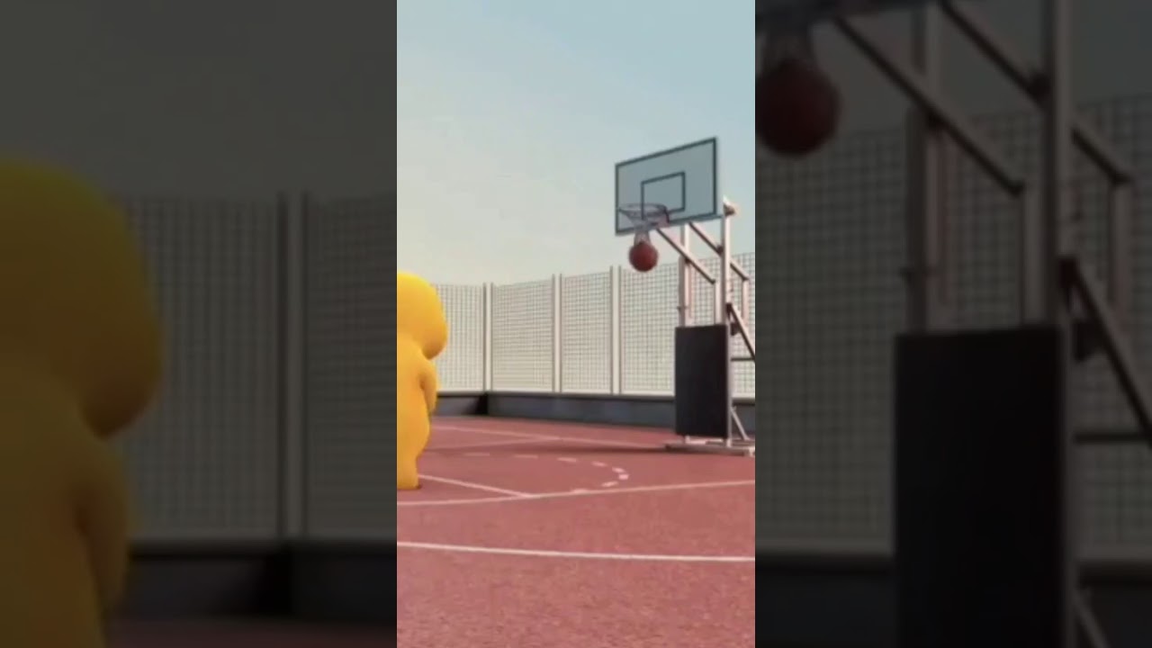 Chubby Cute cartoons playing Basketball