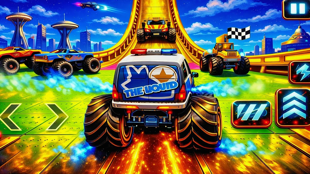 Crazy Monster Truck Mega Ramp Stunt | Flying Jump & Car Crush Racing
