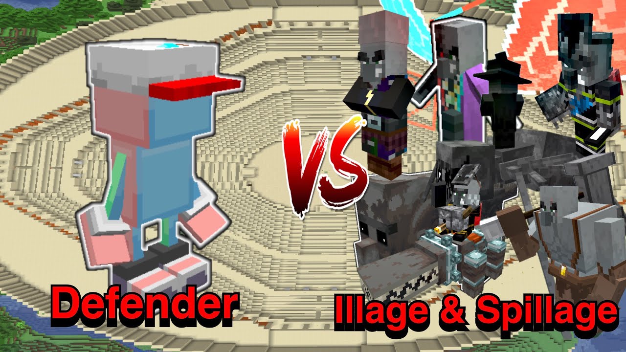 Defender VS Illage and Spillage | Minecraft |Mobs Battle