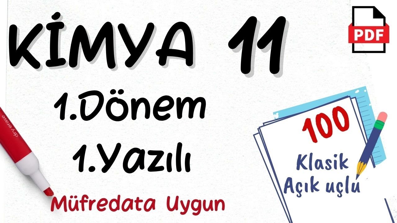Kimya 11. Sınıf 1. Dönem 1. Yazılı Soruları Kimya 11 Yazılı Hazırlık +PDF