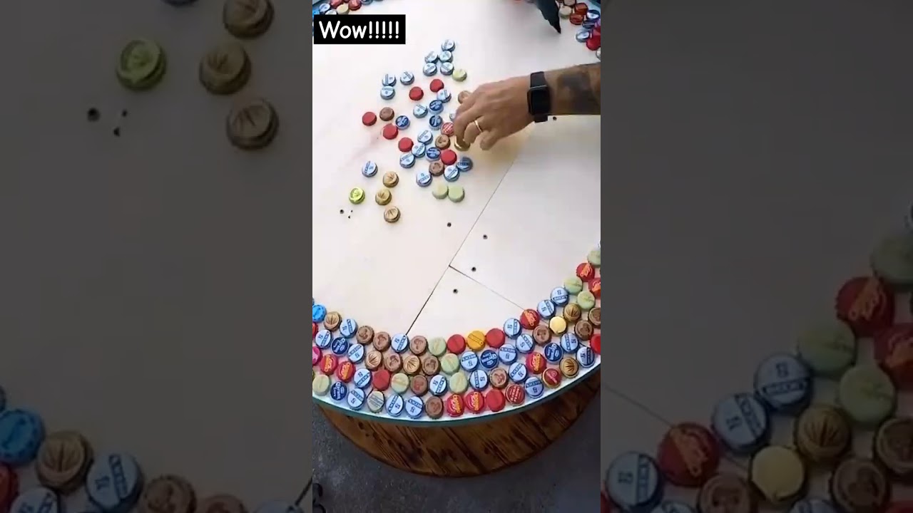 Epoxy Resin Coil Table Crafted from Bottle Caps.❤️ #shortsvideo #epoxy