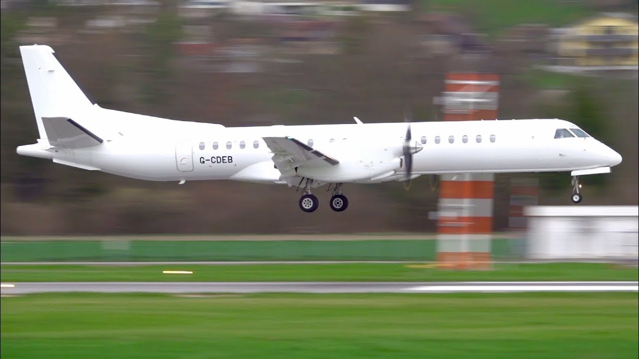 SkyWork SAAB 2000 G-CDEB (HB-IZT) Landing at Bern
