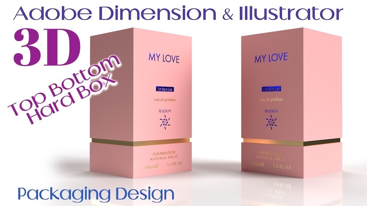 3D Packaging Top Bottom Hard Box Realistic Module | Using Adobe Illustrator with Adobe Dimension