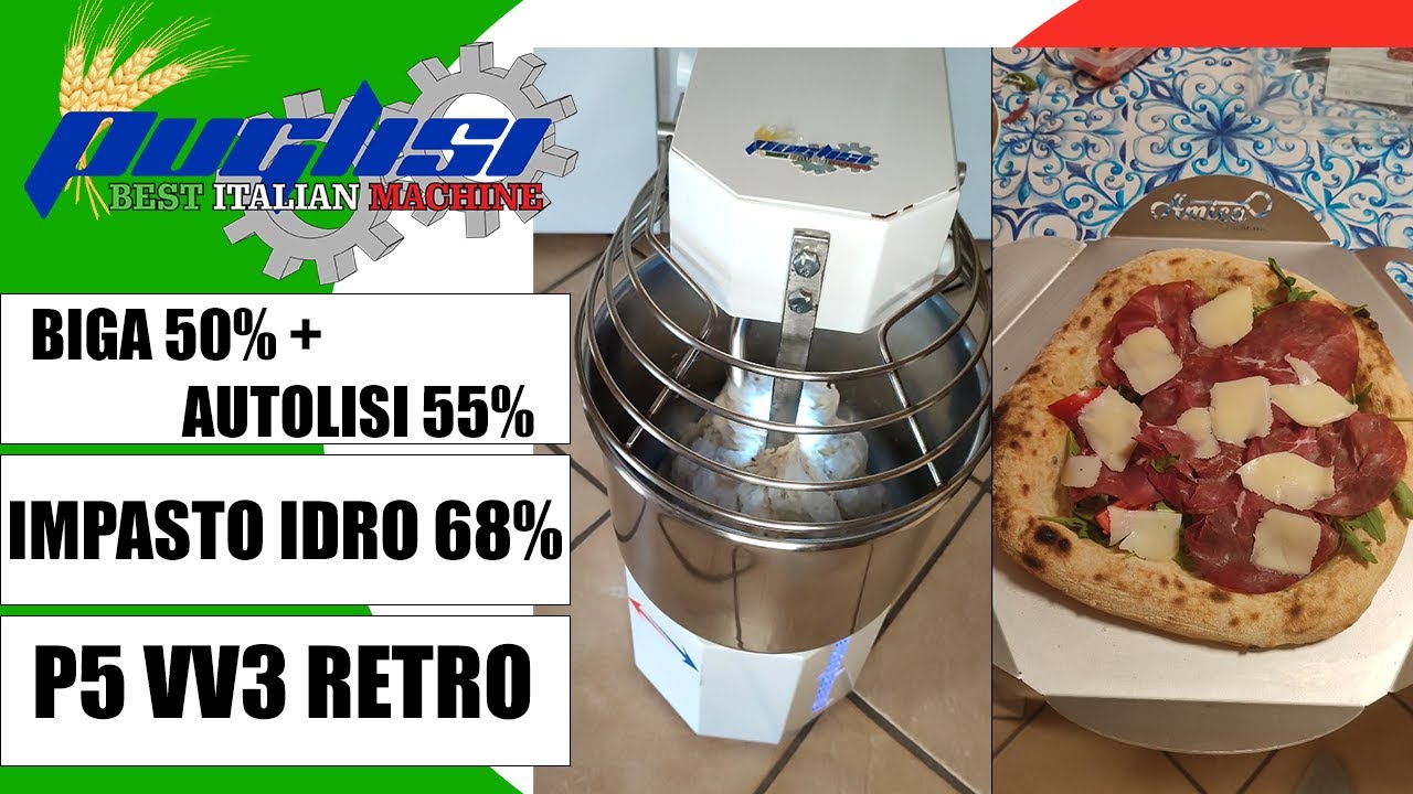 IMPASTO AL 68% DI IDRATAZIONE - BIGA + AUTOLISI con IMPASTATRICE A SPIRALE PUGLISI P5 VV3 RETRO