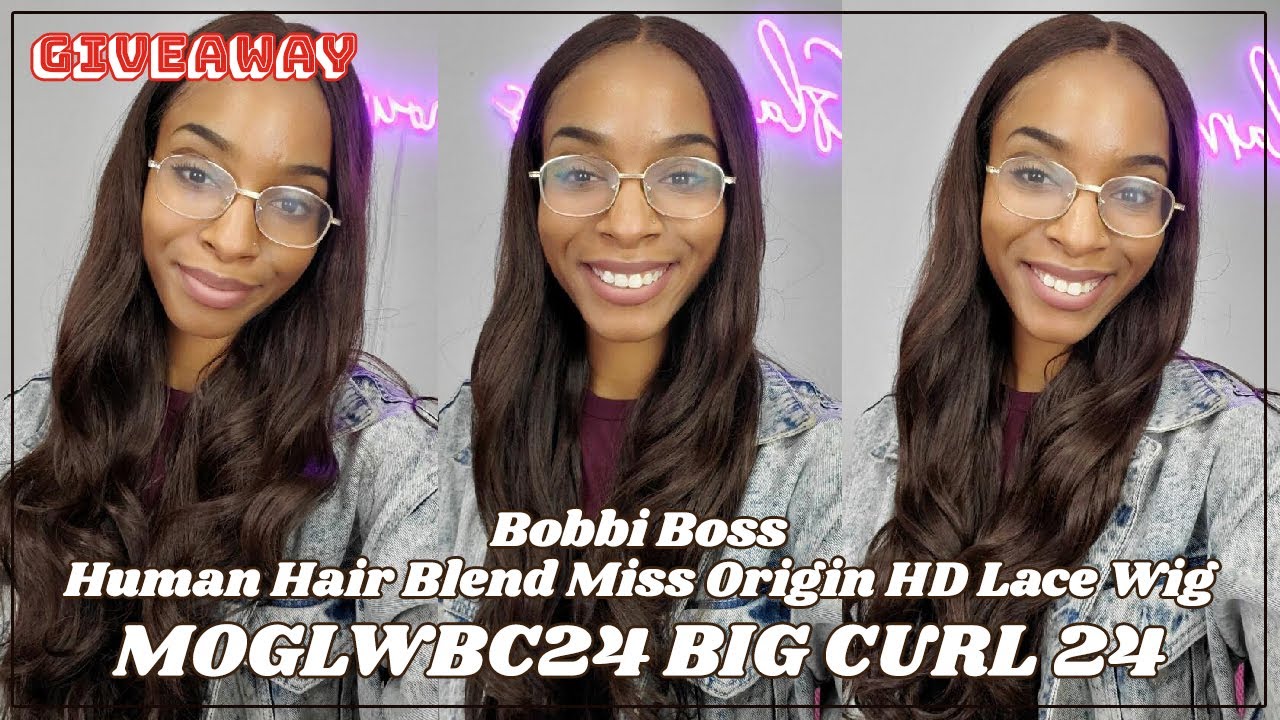 Glamourtress | Bobbi Boss Human Hair Blend Miss Origin HD Lace Wig - MOGLWBC24 BIG CURL 24