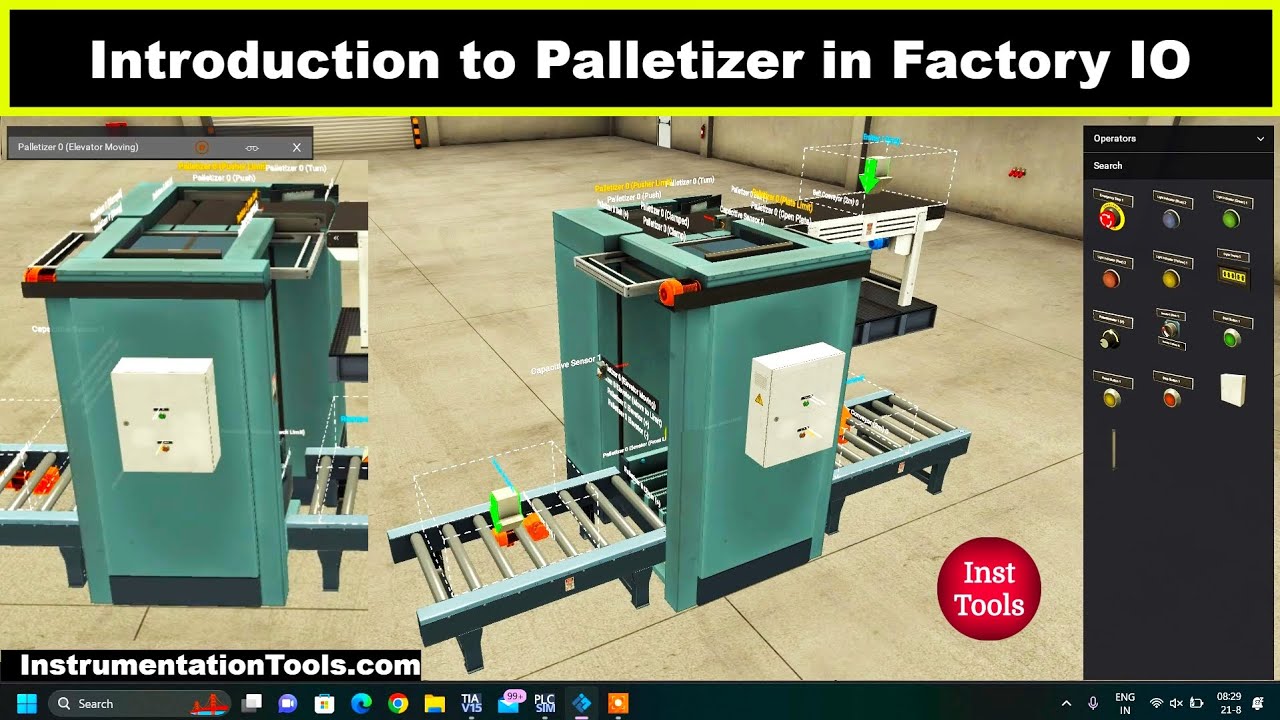 Введение в паллетизатор в сцене Factory IO — упражнение с использованием ПЛК