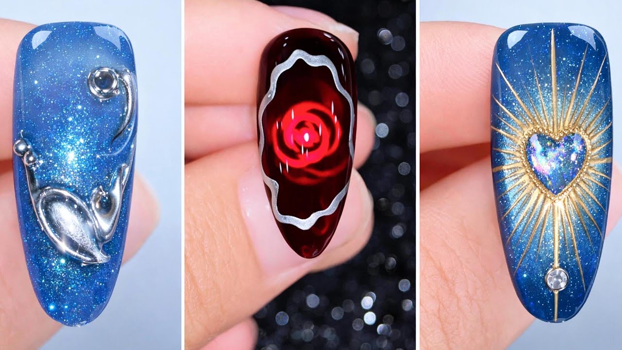 Luxury Galaxy & Rose Nail Art So Satisfying to Watch 💎🌌 | Beautiful Easy Nail Art Designs