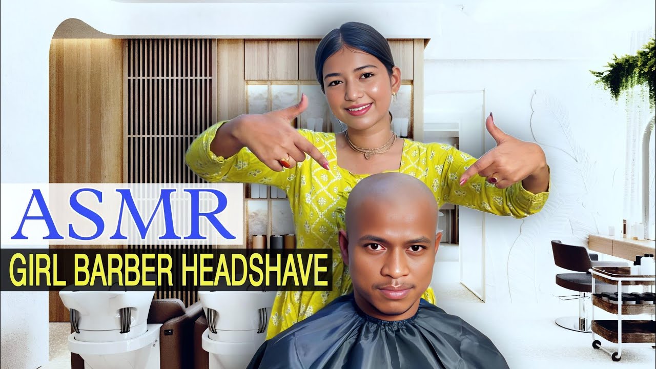 ASMR MENS HEADSHAVE BY INDIAN GIRL BARBER || BOYS HEADSHAVE || MISS BARBER