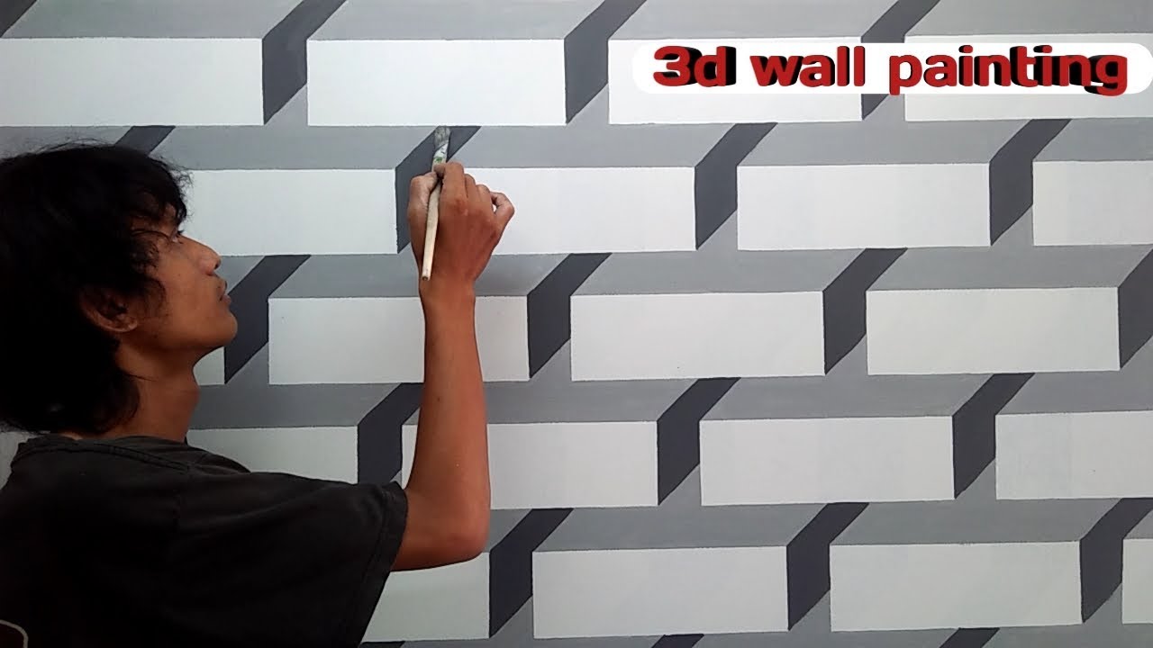 3d wall painting tutorial | mural dinding motif 3d | tutorial cat  tembok motif 3d