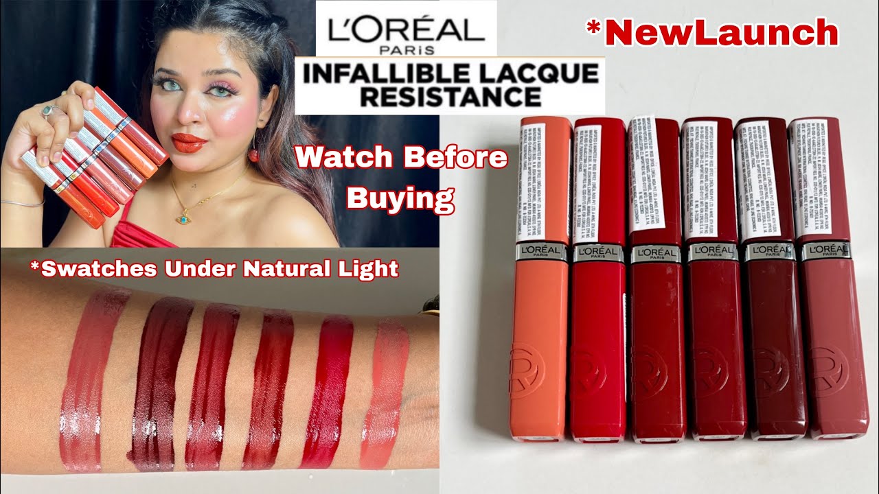 *NEW L’Oréal Paris Infallible Lacque Resistance Liquid Lipstick All Shades Swatches & Honest Review 