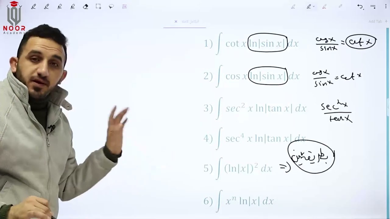 التكاملات اللوغاريتمية والدورية