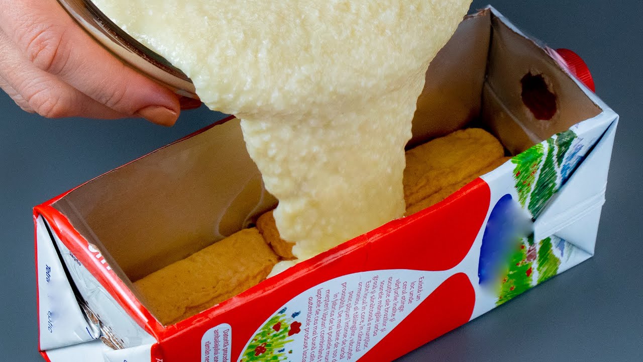 Торт на каждый день, в коробке из-под молока! Из Савоярди и крема с кокосом