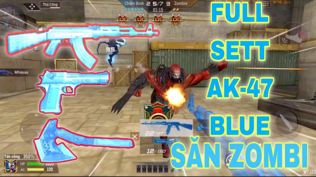 CFMobile | Sức mạnh khó tin của AK-47 Blue Crystal trong chế độ Zombie V4.😱