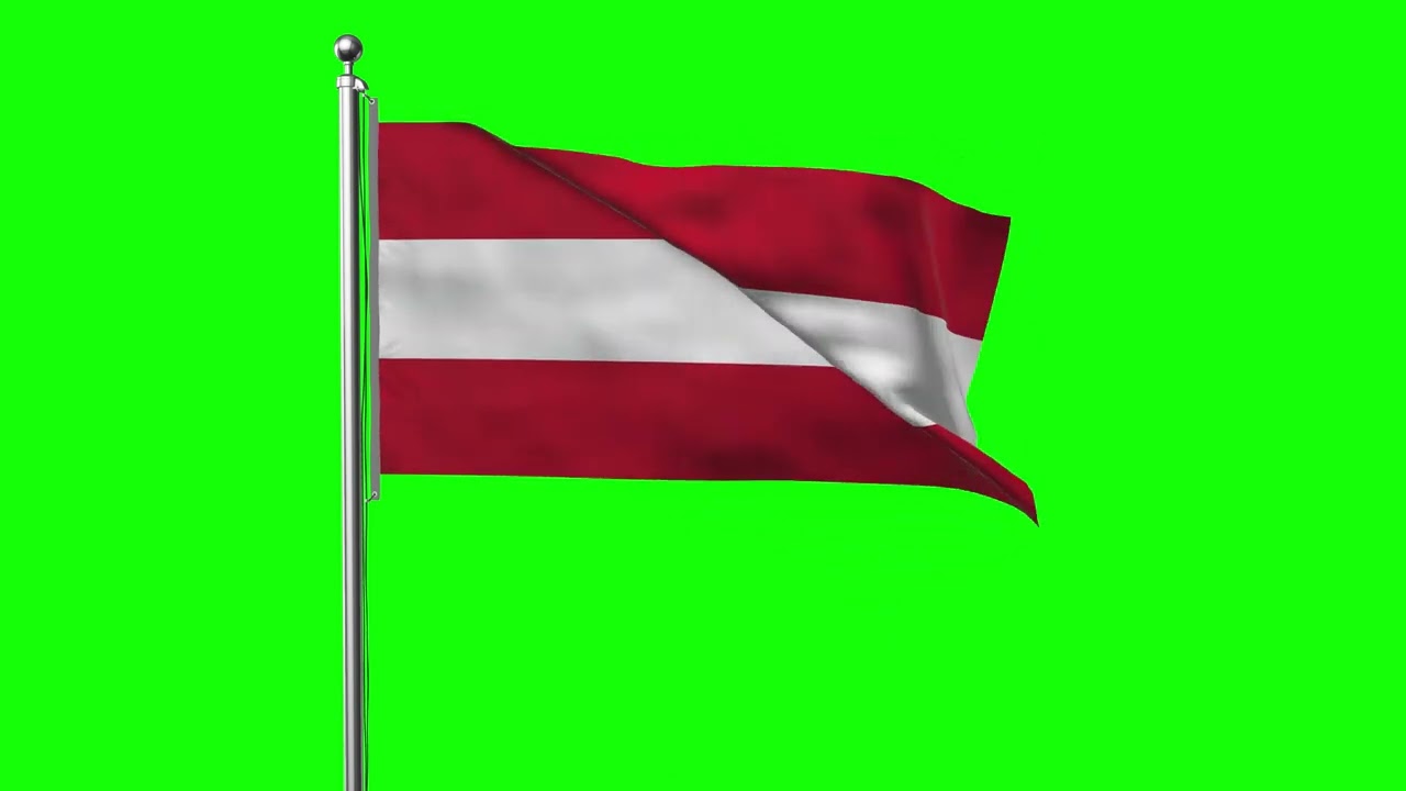 Green Screen Austria Waving Flag With Pole 4K #Austria