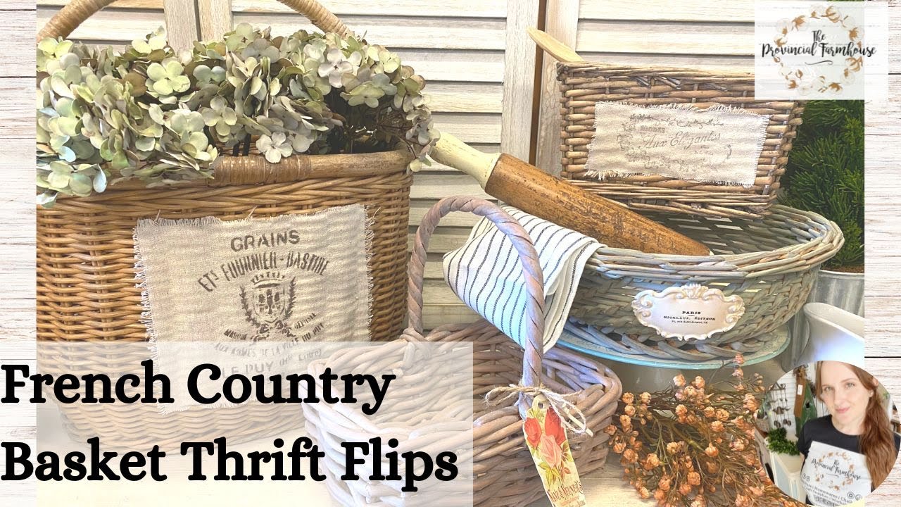 French Country Basket Thrift Flips | Milk Paint & IOD | Stencilling | Upcycle | Cottage Farmhouse