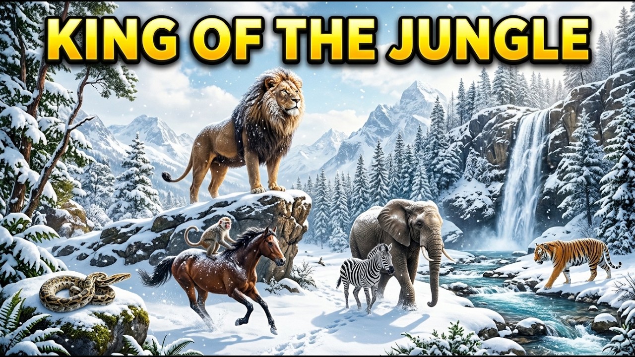 Snowy Jungle Adventure | Monkey, Horse & Lion in the Frozen Wild