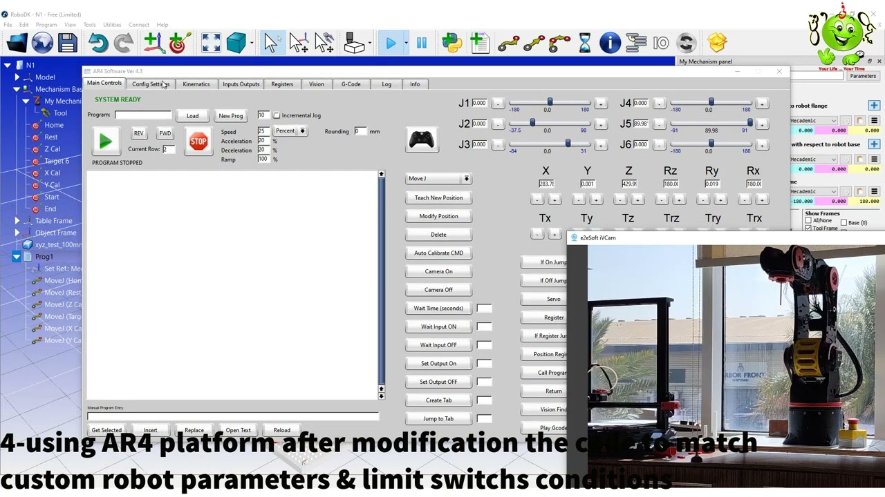 Robodk integrated with AR4 software to control custom 3d printed 6 axis robot arm