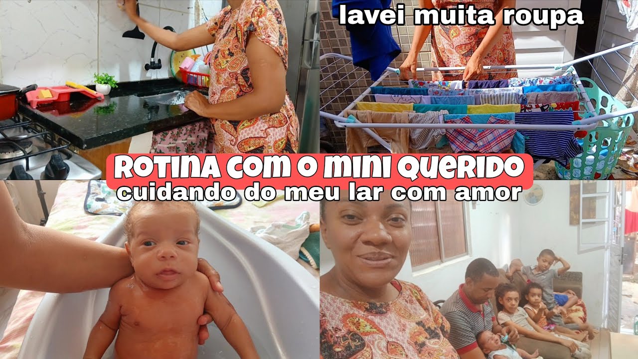 💕MÃE DE 6/ROTINA COM BEBÊ DE UM MÊS LAVEI MUITAS ROUPAS/CUIDEI DO MEU LAR. #viralvideo 