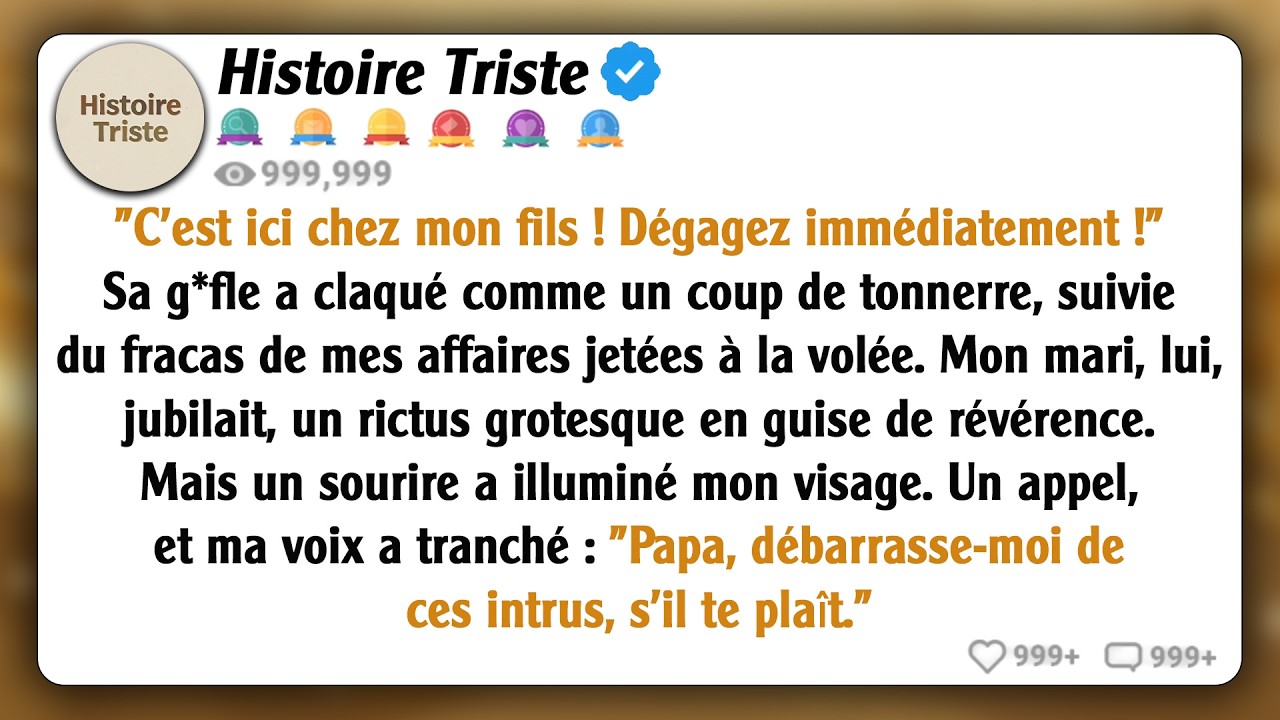 « C'est la maison de mon fils. Sors d'ici ! » Ma belle-mère m'a g*flée pendant que mon mari restait