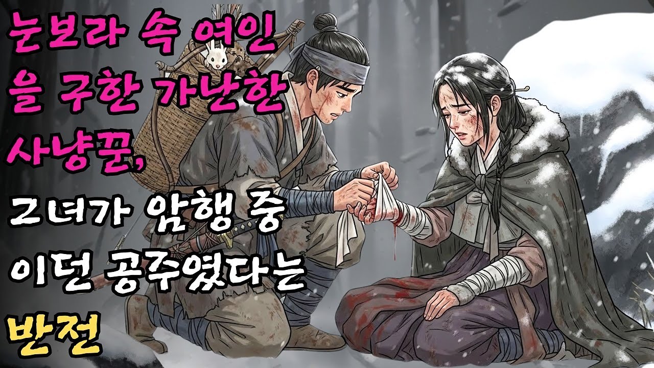 눈보라 치는 겨울 산에서 얼어 죽어가던 여인을 품에 안아 살려낸 가난한 사냥꾼이 그녀의 정체가 사실은 신분을 숨기고 암행 중이던 공주였다는 사실을 알게 된 놀라운 결말#야담 #민담