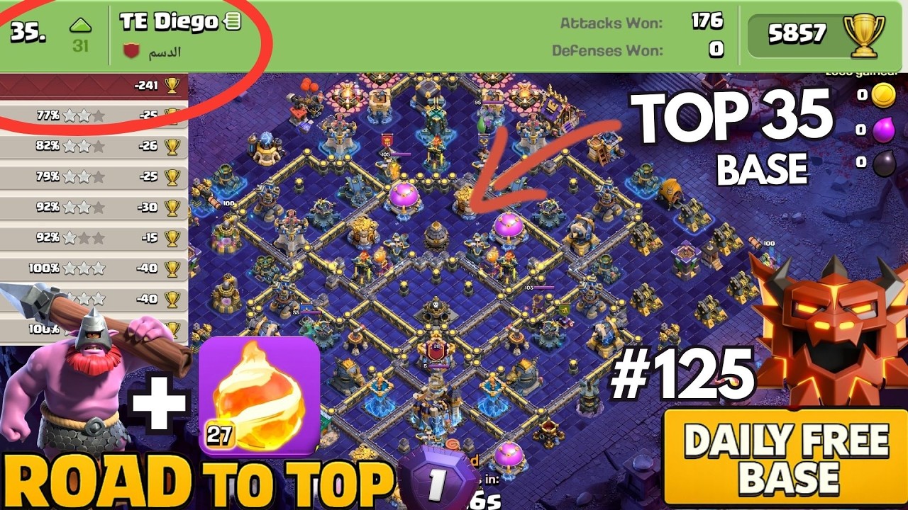 TOP 35 After a Great Day on Offense and Defense | FREE TH18 BASE LINK | Daily Ranked Attacks #125