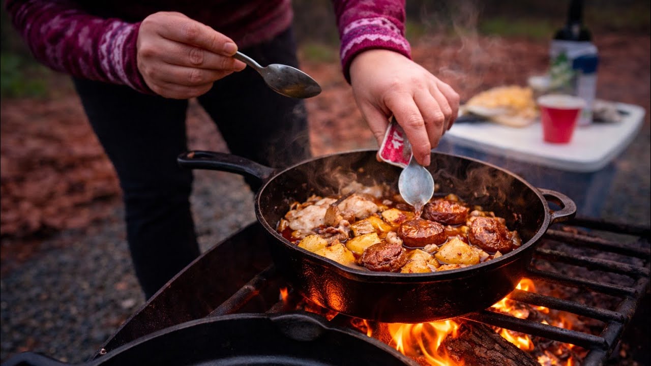 Cold River Night 🔥 Campfire Cooking & Camping