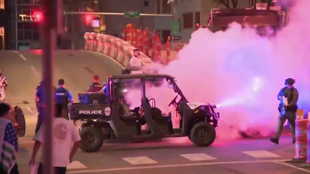 TEAR GAS RELEASED: Protestors face off with DPS troopers in Austin