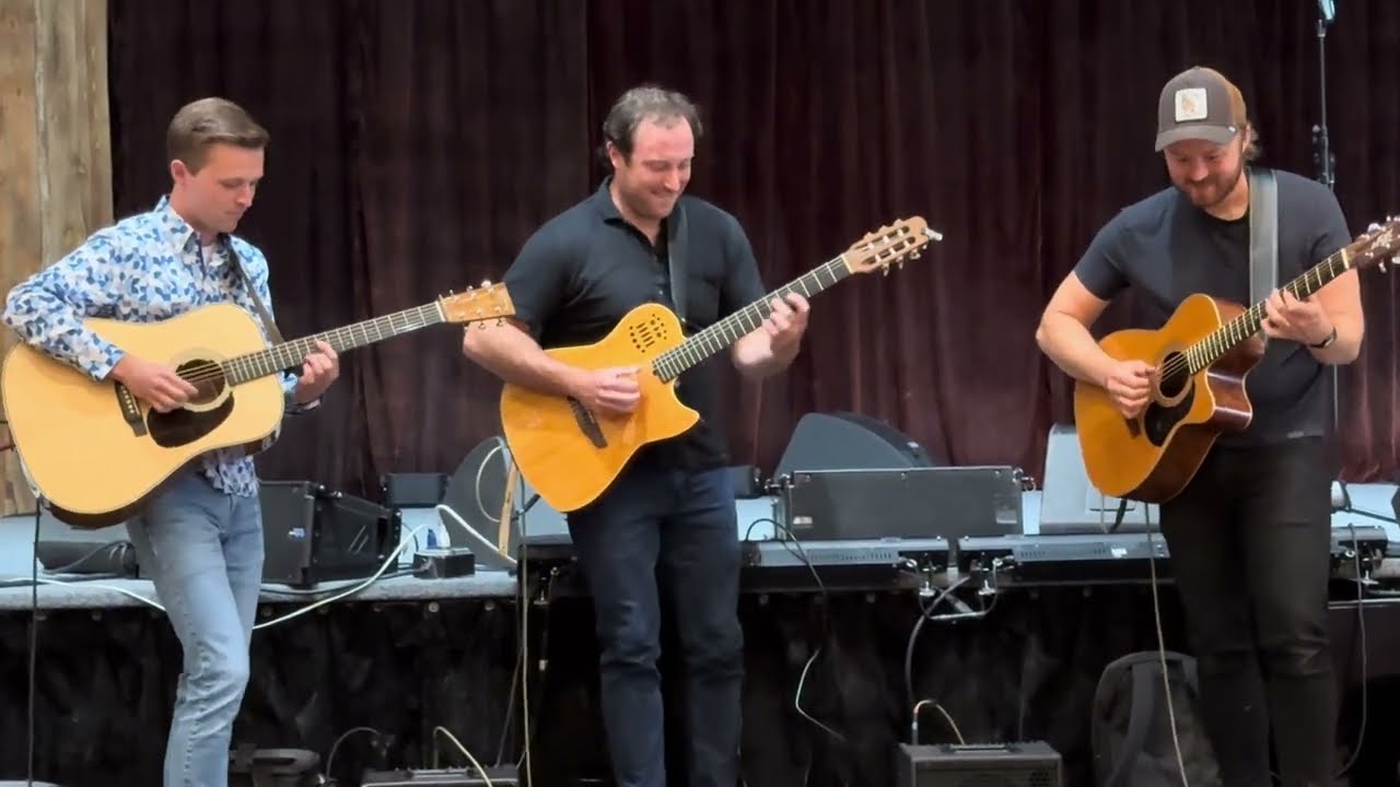 Parker, Brooks and Joe  jamming at Pete Huttlinger’s Guitar and Fly Fishing Camp