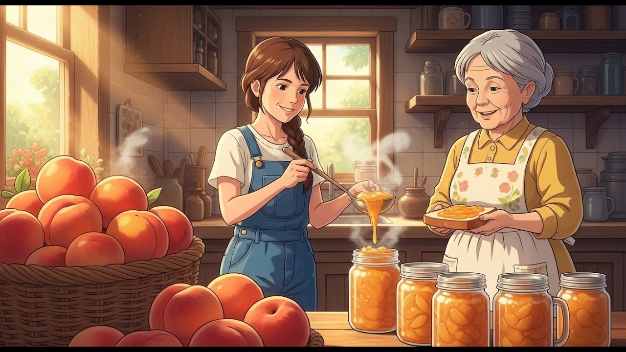 Cozy Country Kitchen ASMR 🍑 Harvesting Peaches & Making Sweet Jam (Ghibli Style)