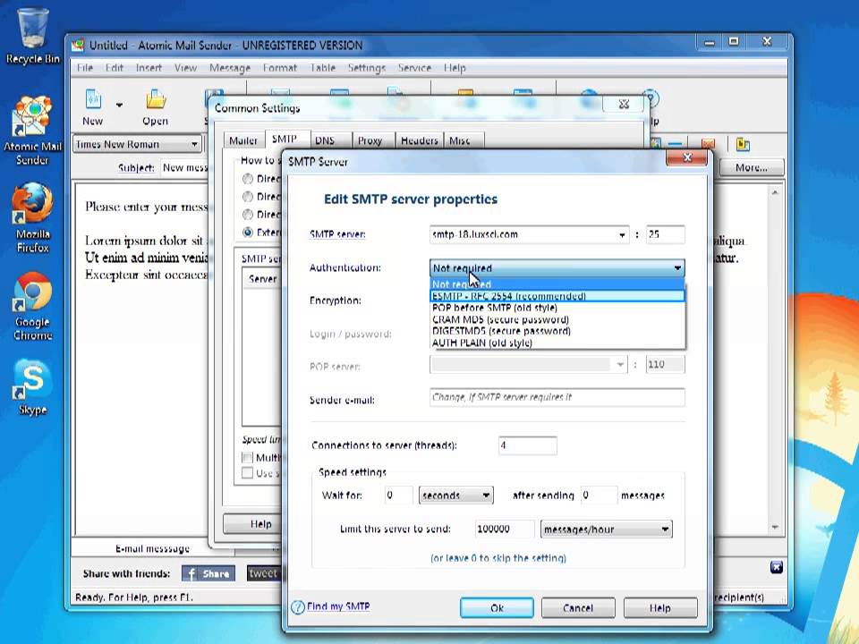 LuxSci's High Volume Outbound Email Atomic Mail Sender Set Up