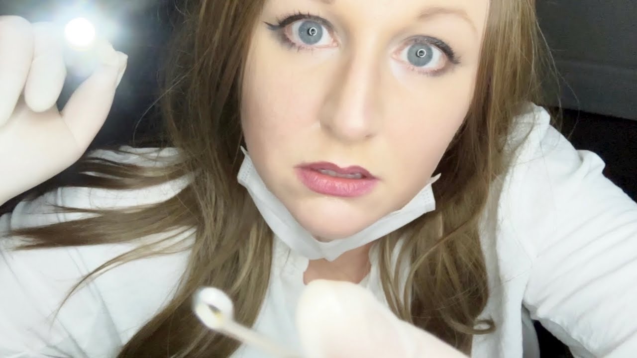 ASMR-осмотр лица для взятия образцов | Латексные перчатки | Отбор образцов | Ручка-фонарик | Прик...