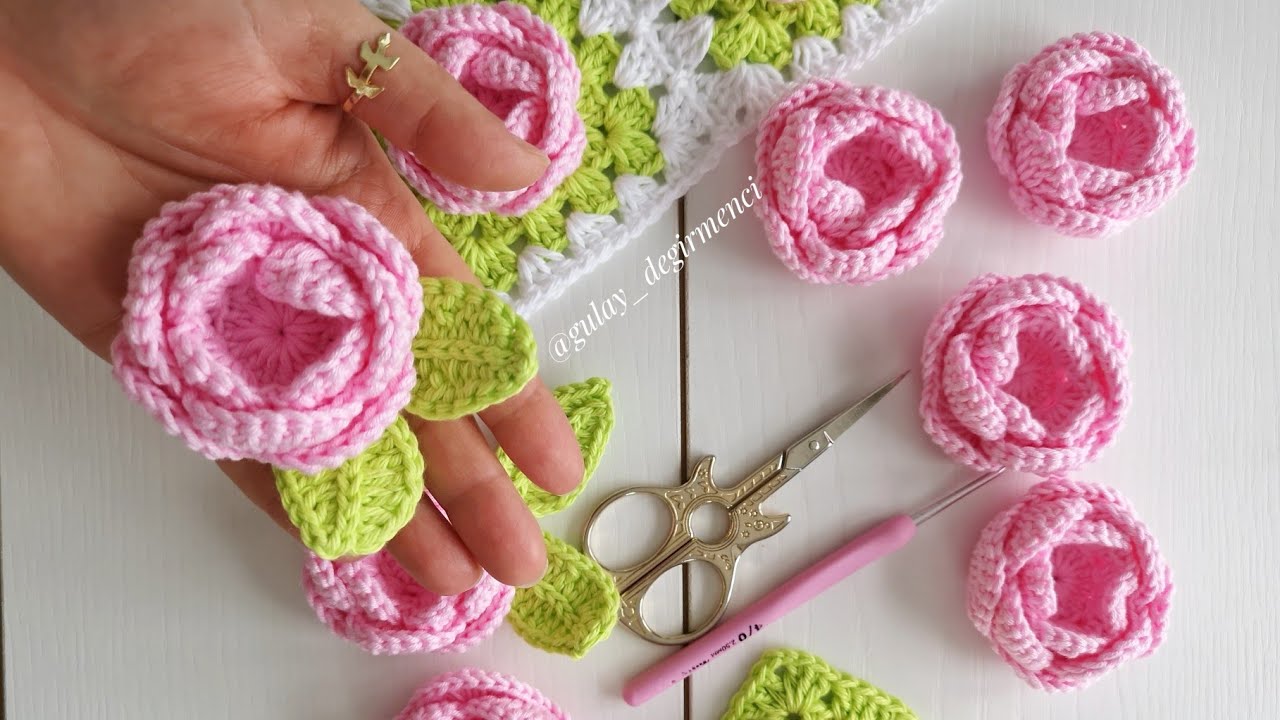 Tomurcuk gül yapımı /Örgü yaprak /Crochet leaf /Autumn