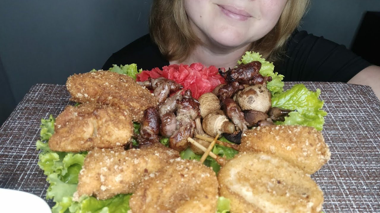 АСМР Корн доги*куриные сердечки*шампиньоны/ASMR Corn dogs*chicken hearts*mushrooms/Food Sounds