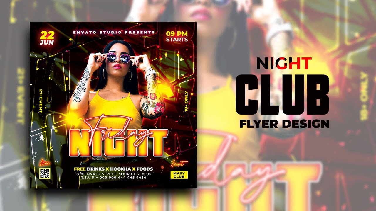Night Club Flyer Design In Photoshop cc 2022 A to Z Process