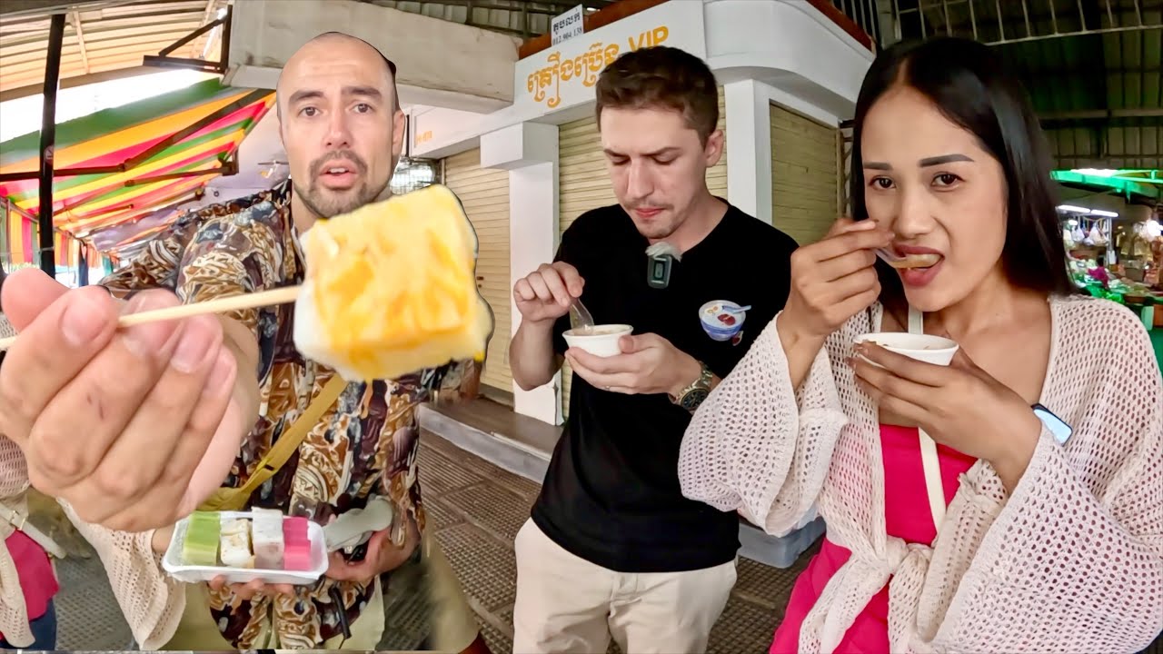 Took My Foreign Friends Try Khmer Food In Central Market@CamboVlogs @Chai_Travel