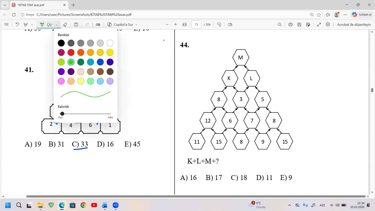 Cədvəllər və Kakuro ( 4-cü dərs) (|| şans)