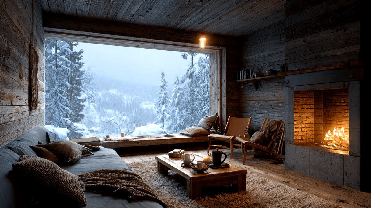 Soft Christmas Jazz 🎄 Rain Sounds & Fireplace | Calm Cozy Atmosphere 2
