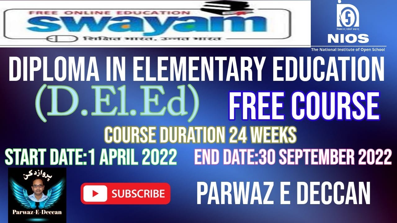 DIPLOMA IN ELEMENTARY EDUCATION (D.EL.Ed) FREE COURSE