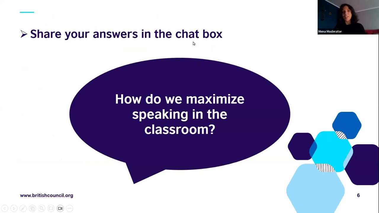 Maximising speaking in the EFL classroom. Trainer: Hend Bakkar -Time: 1pm