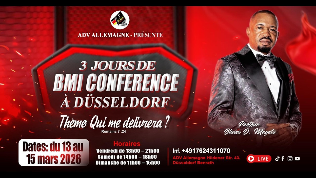 3 Jours de BMI CONFERENCE 13 MARS - Pasteur Blaise Mayeto