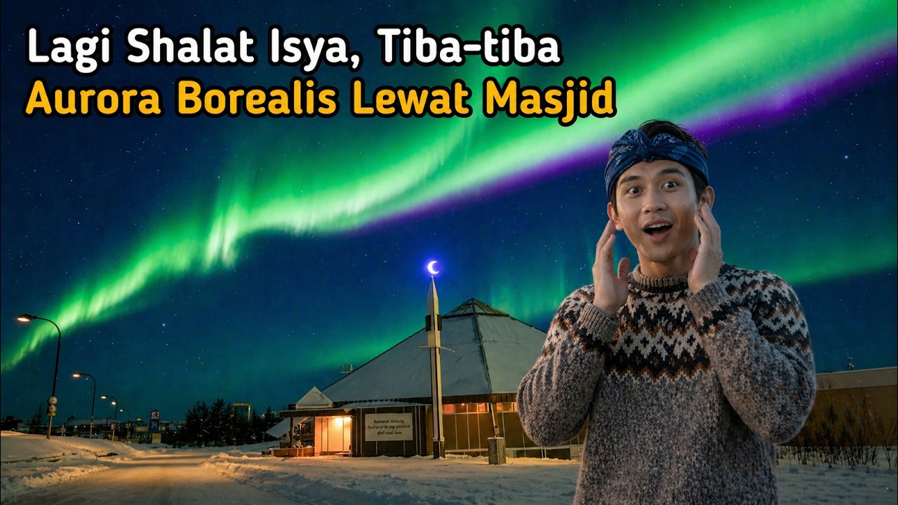 Aurora Borealis Tiba-Tiba Muncul Lewat Masjid Ketika Shalat Isya di Iceland ll #Islandia #Vlog #WNI