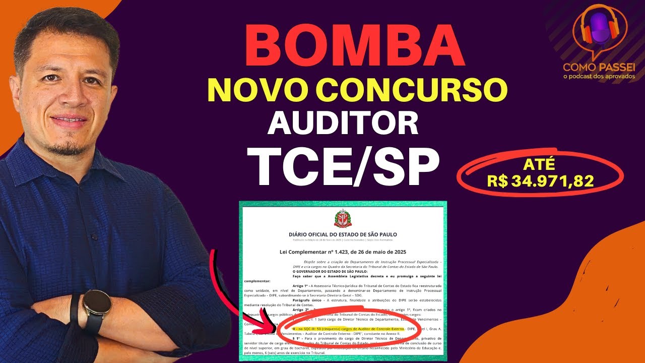 BOMBA Novo Concurso P&uacute;blico TCE\SP Auditor de Controle Externo