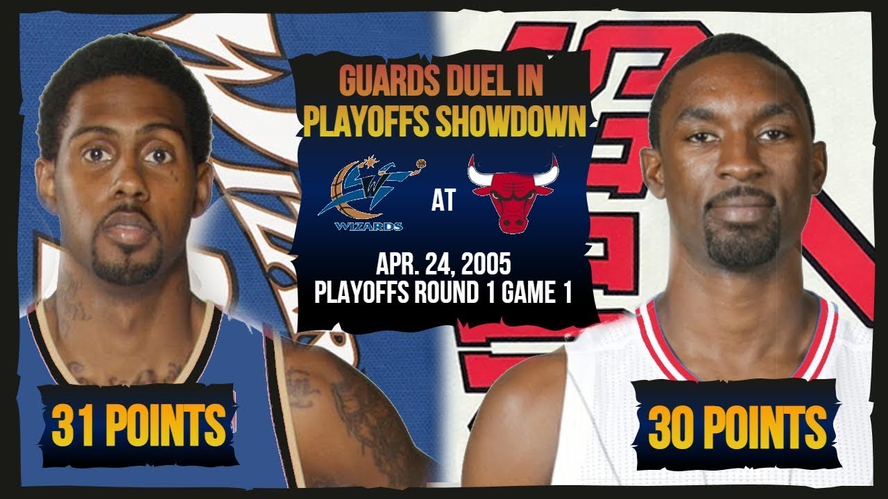 2005 Playoffs ECR1 Game 1 - Larry Hughes 31pts vs Ben Gordon 30pts - Wizards at Chicago Bulls
