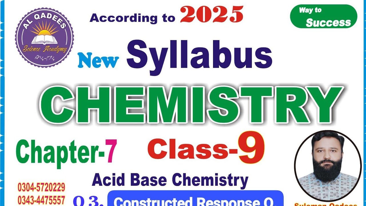 Chemistry new9th PTB Chapter 7 |Acid Base|Chemistry Exercise. Q.3 . Constructed Response Q/Ans.#2025