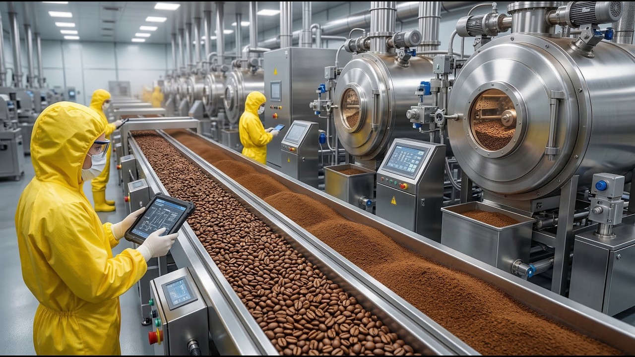 Millions of Coffee Beans Harvested: How Instant Coffee Is Made in Massive Factories