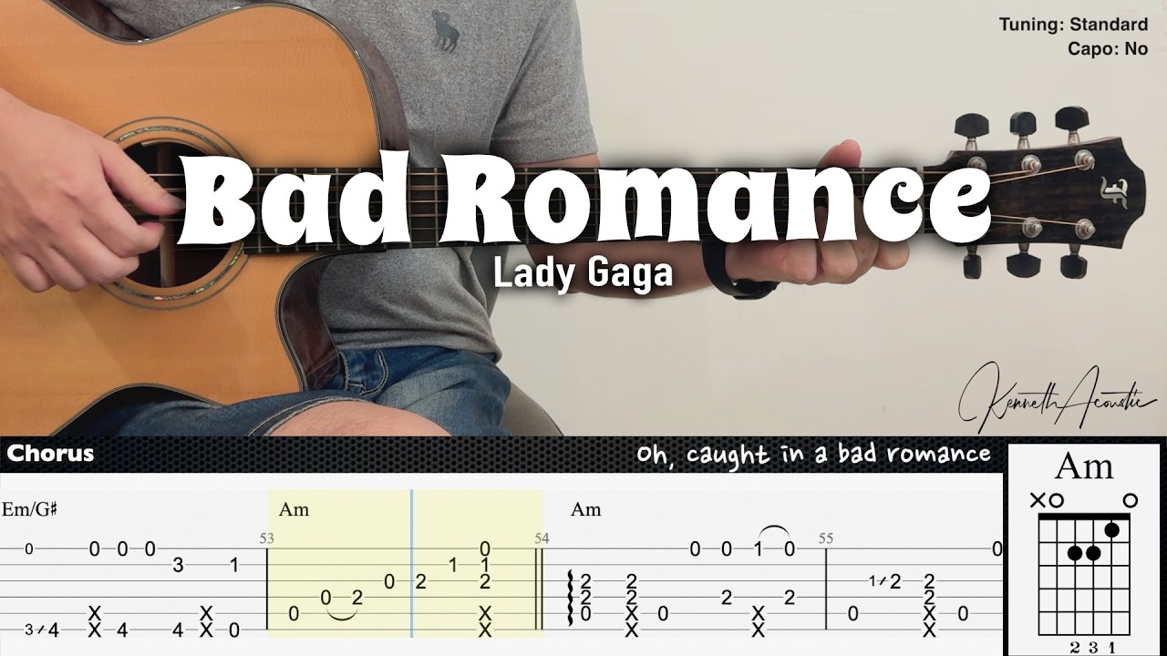 Bad Romance - Lady Gaga | Fingerstyle Guitar | TAB + Chords + Lyrics