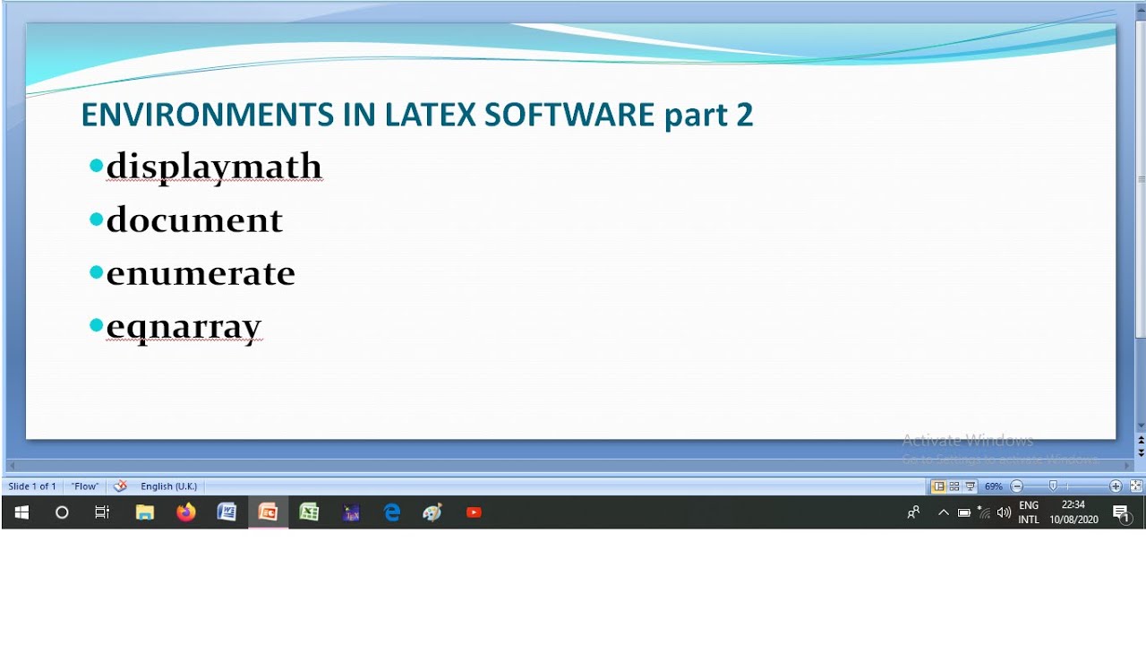 Environments in latex|displaymath|document|enumerate|eqnarray in LATEX |part2