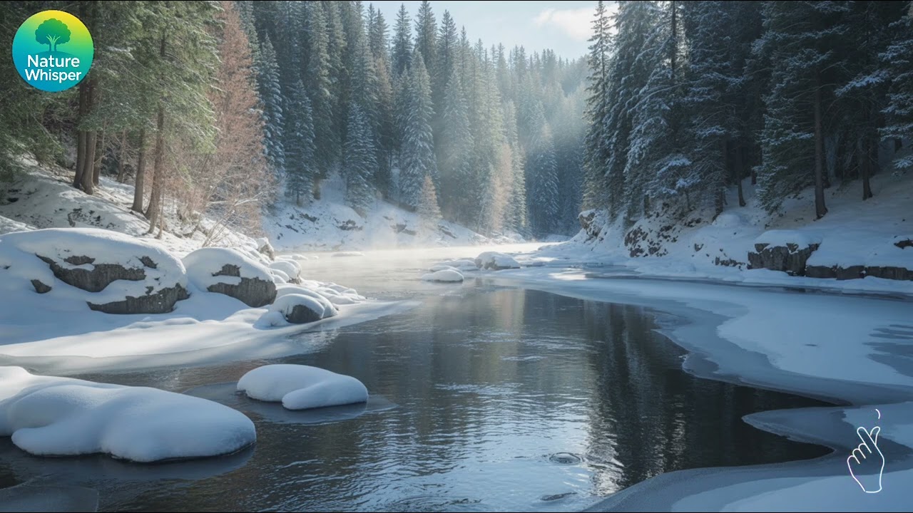 Frozen River Flow ❄️💧 | Peaceful Water & Snow Ambience (4K UHD)