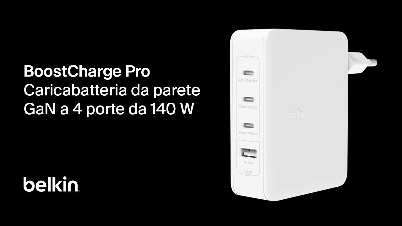 Caricabatteria da parete GaN a 4 porte da 140 W